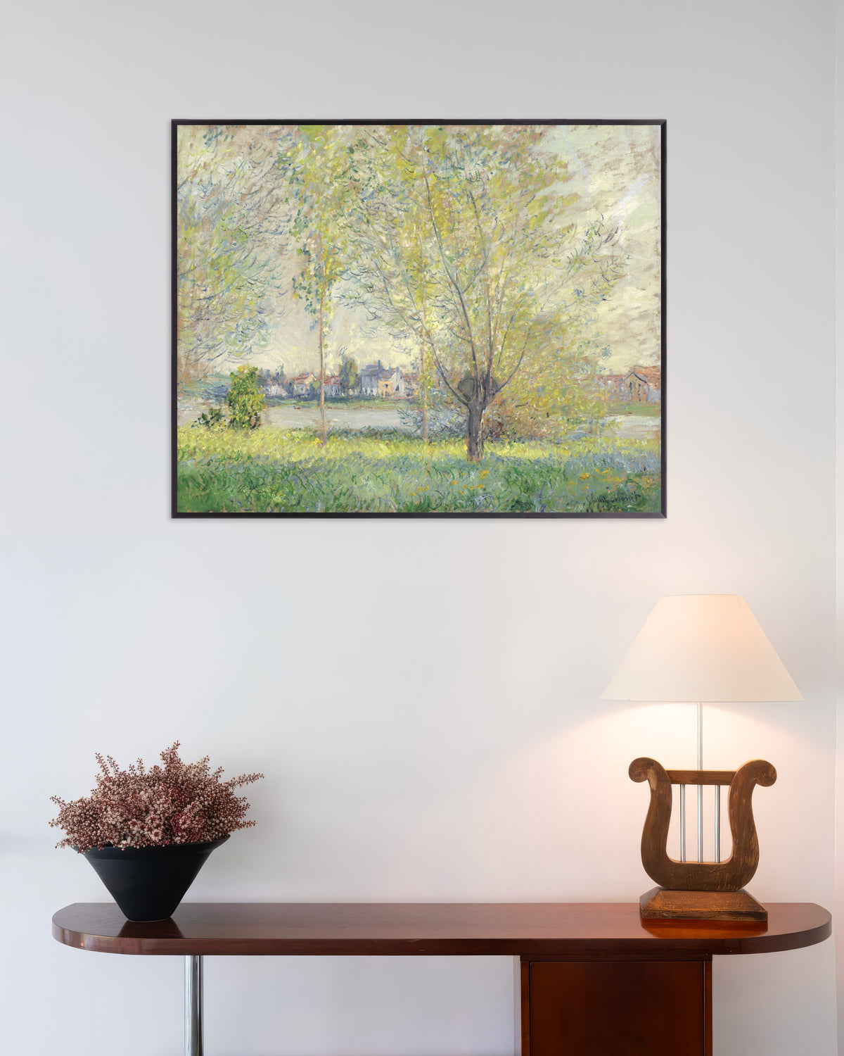 Plakat Wierzby (1880), Claude Monet, w metalowej ramie