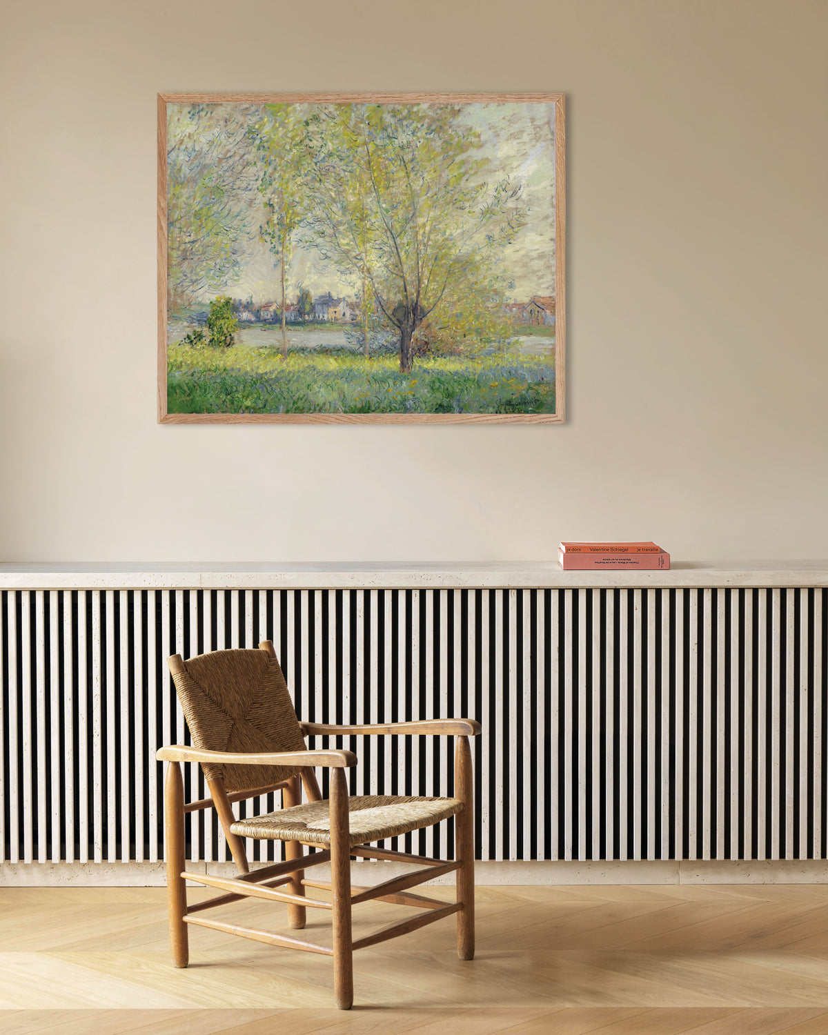 Plakat Wierzby (1880), Claude Monet, w ramie z naturalnego drewna