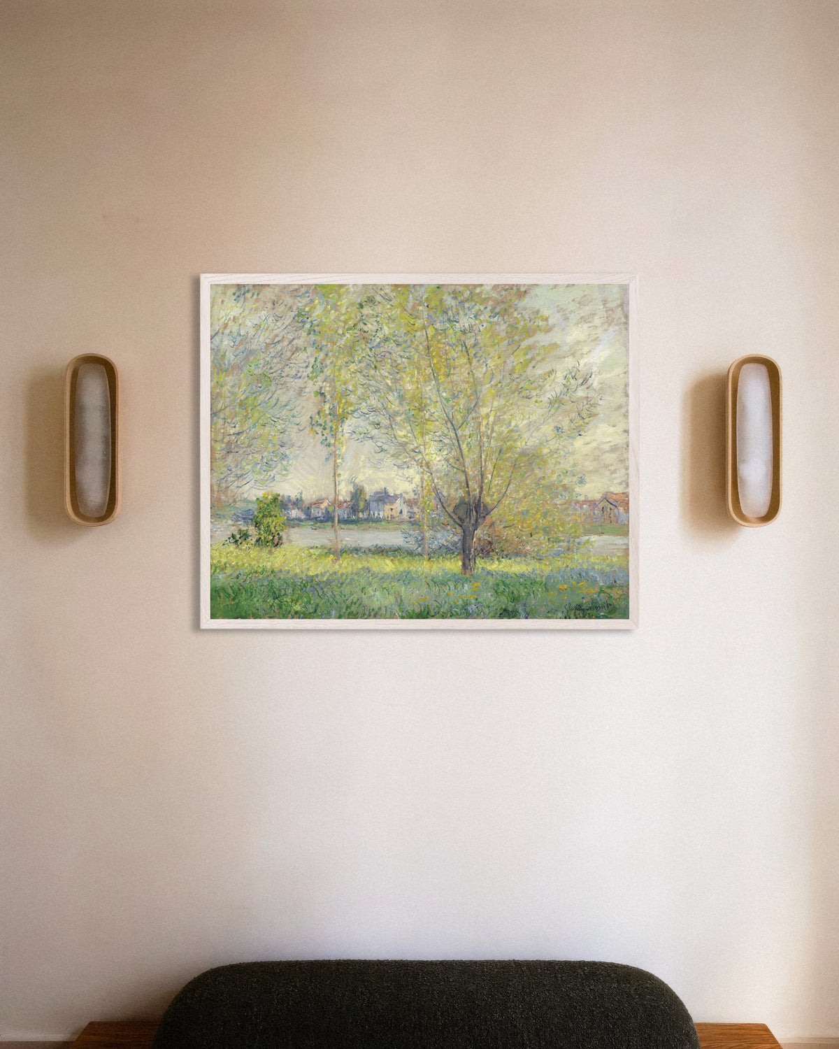 Plakat Wierzby (1880), Claude Monet, w białej drewnianej ramie