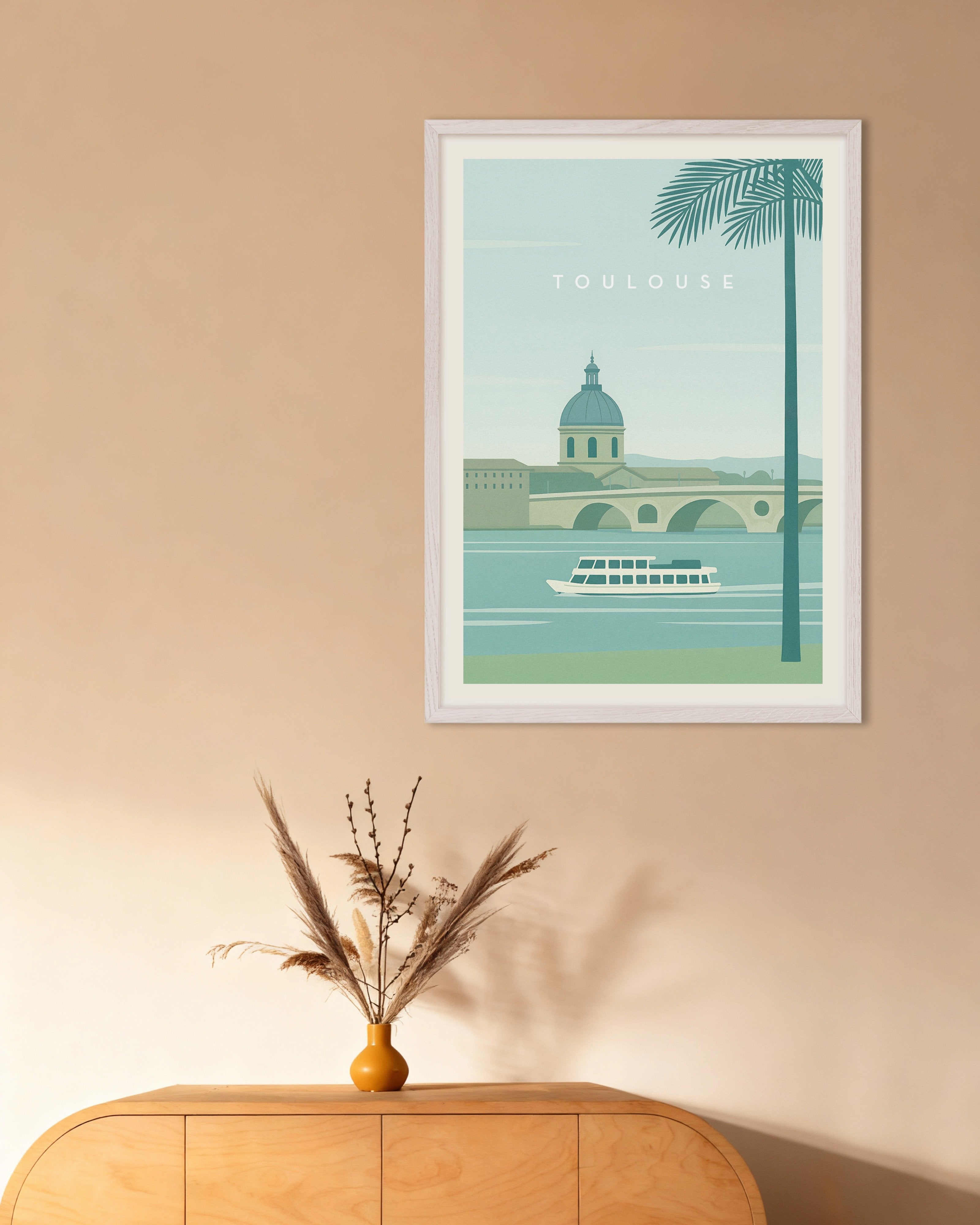 Poster of Toulouse Wall Art Print, with white wooden frame