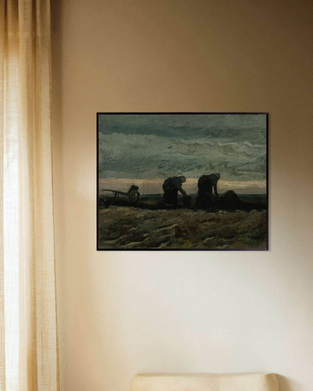 Plakat „Dwie kobiety na wrzosowisku (1883), Vincent van Gogh” w metalowej ramie