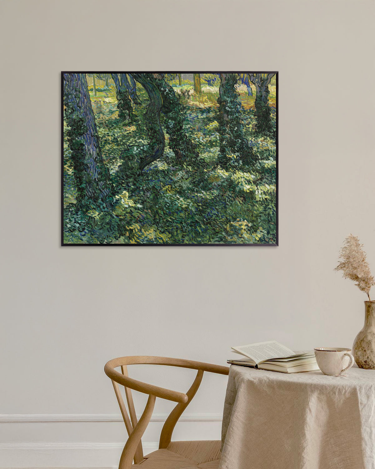 Plakat z reprodukcją „Zarośla (1887), Vincent van Gogh” w metalowej ramie