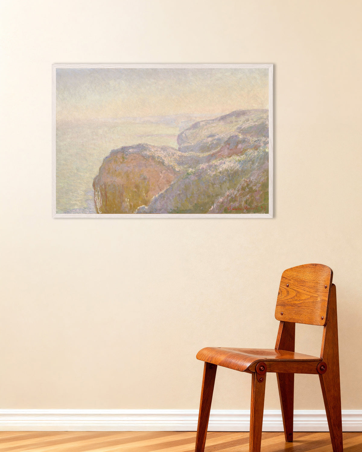 Plakat Val-Saint-Nicolas koło Dieppe, poranek (1897), Claude Monet, w białej drewnianej ramie
