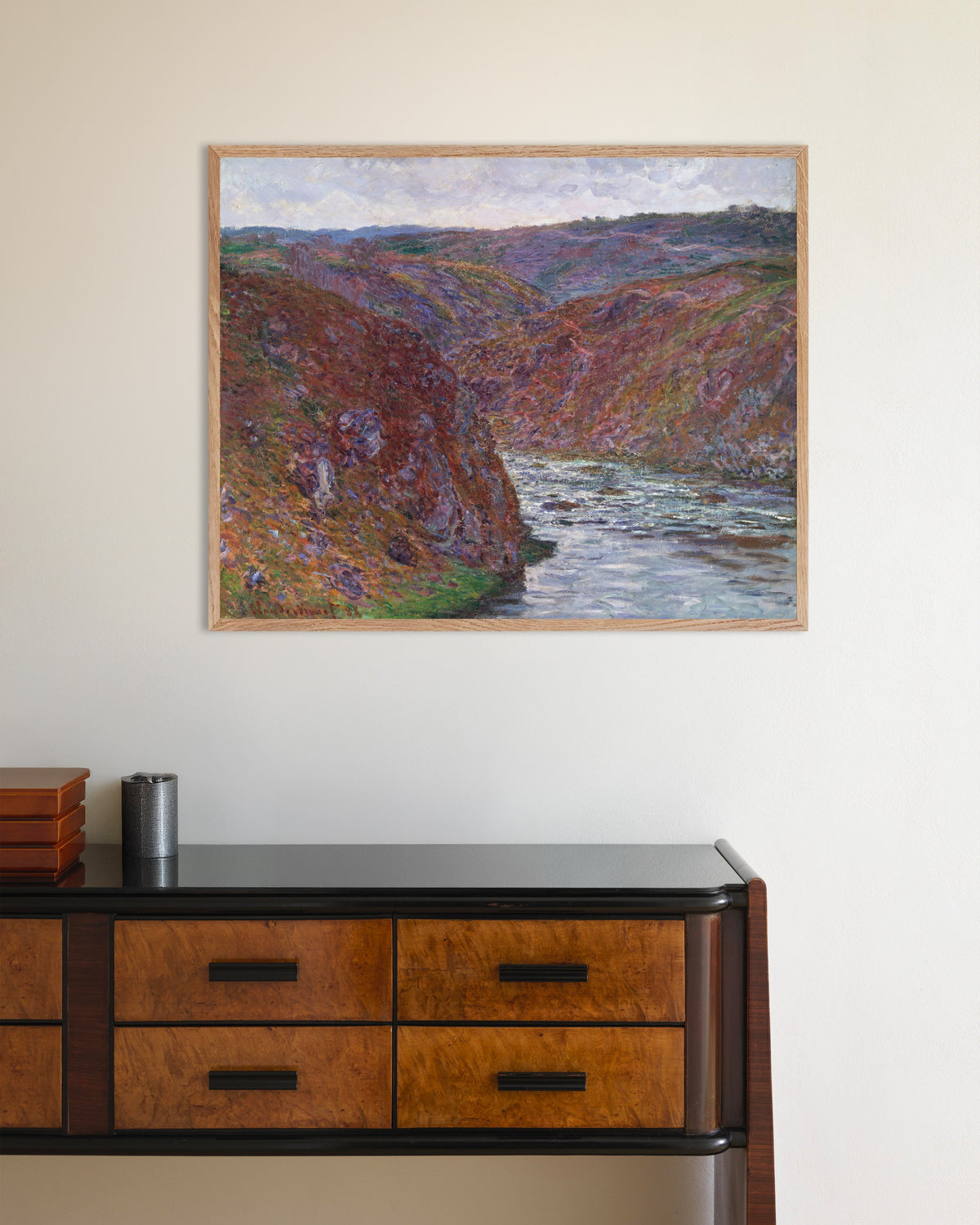 Plakat Dolina Creuse, szary dzień (1889), Claude Monet, w ramie z naturalnego drewna