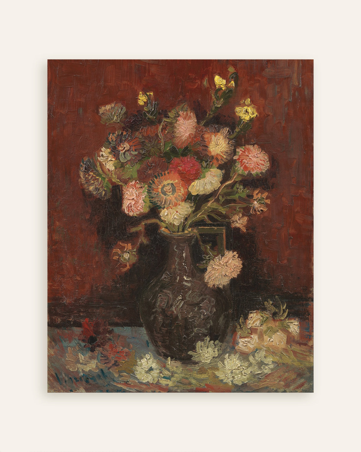 Plakat przedstawiający Wazon z chińskimi astrami i mieczykami (1886), Vincent van Gogh, miniatura