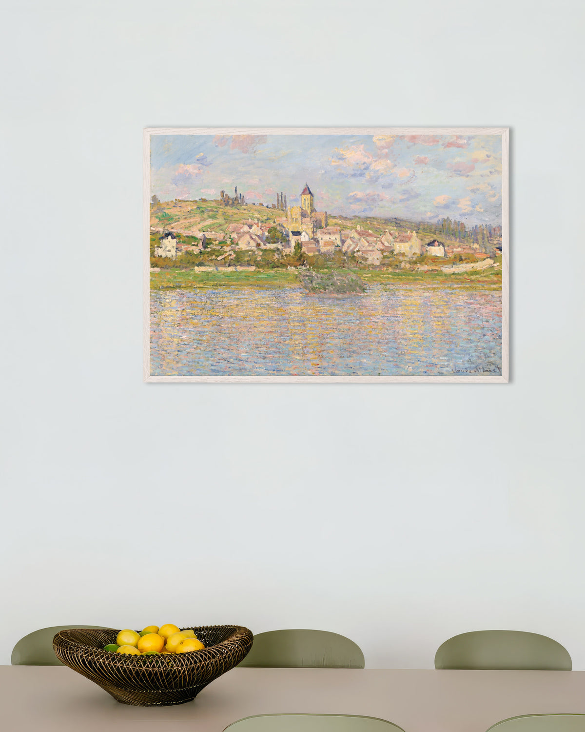 Plakat Vétheuil, Claude Monet, w białej drewnianej ramie