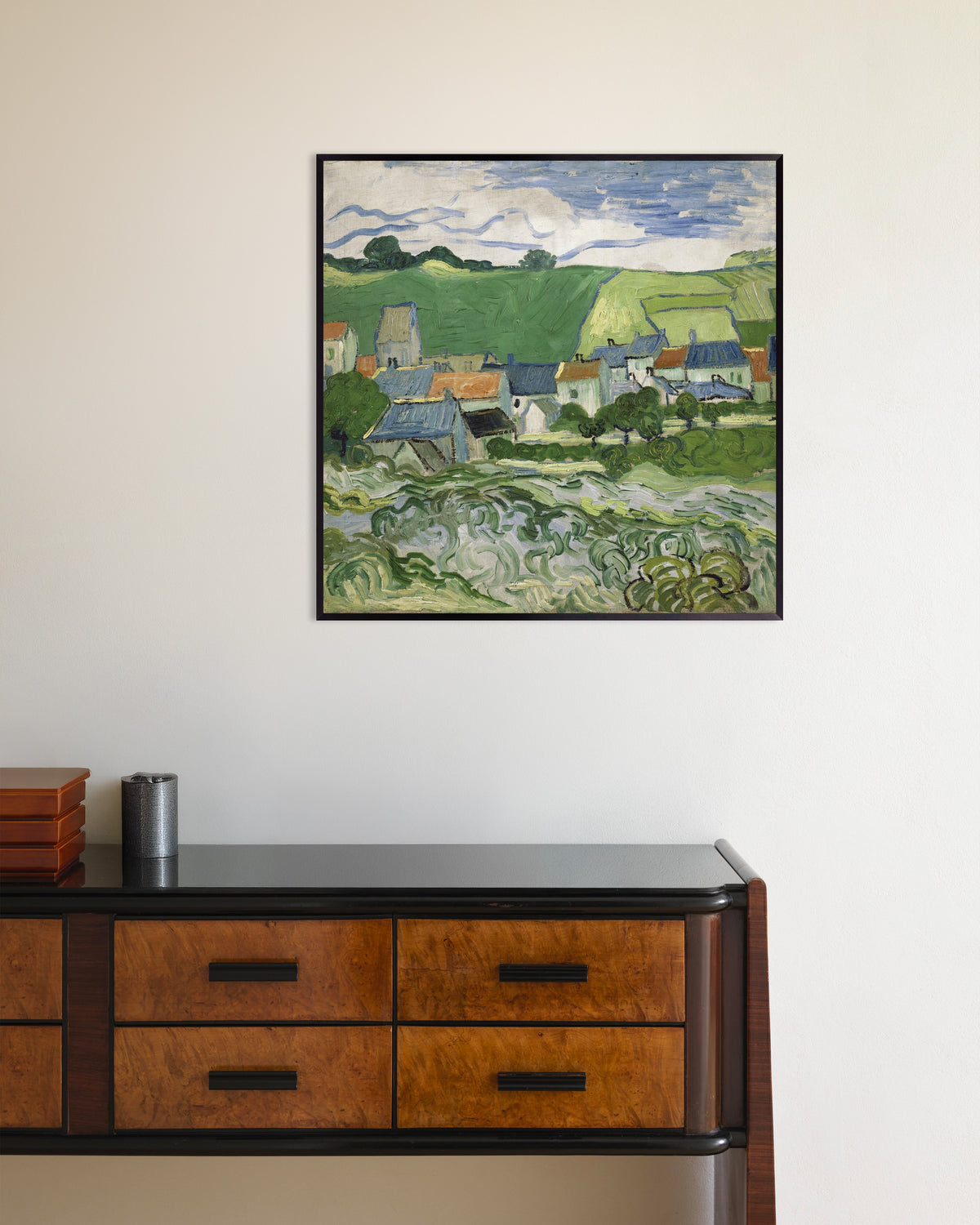 Plakat „Widok na Auvers (1890), Vincent van Gogh” w metalowej ramie