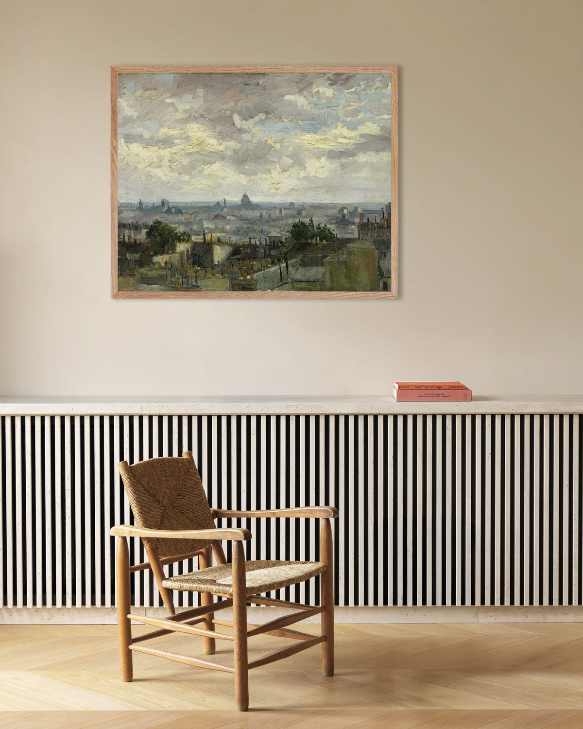 Plakat „Widok Paryża (1886) Vincenta van Gogha” w ramie z naturalnego drewna