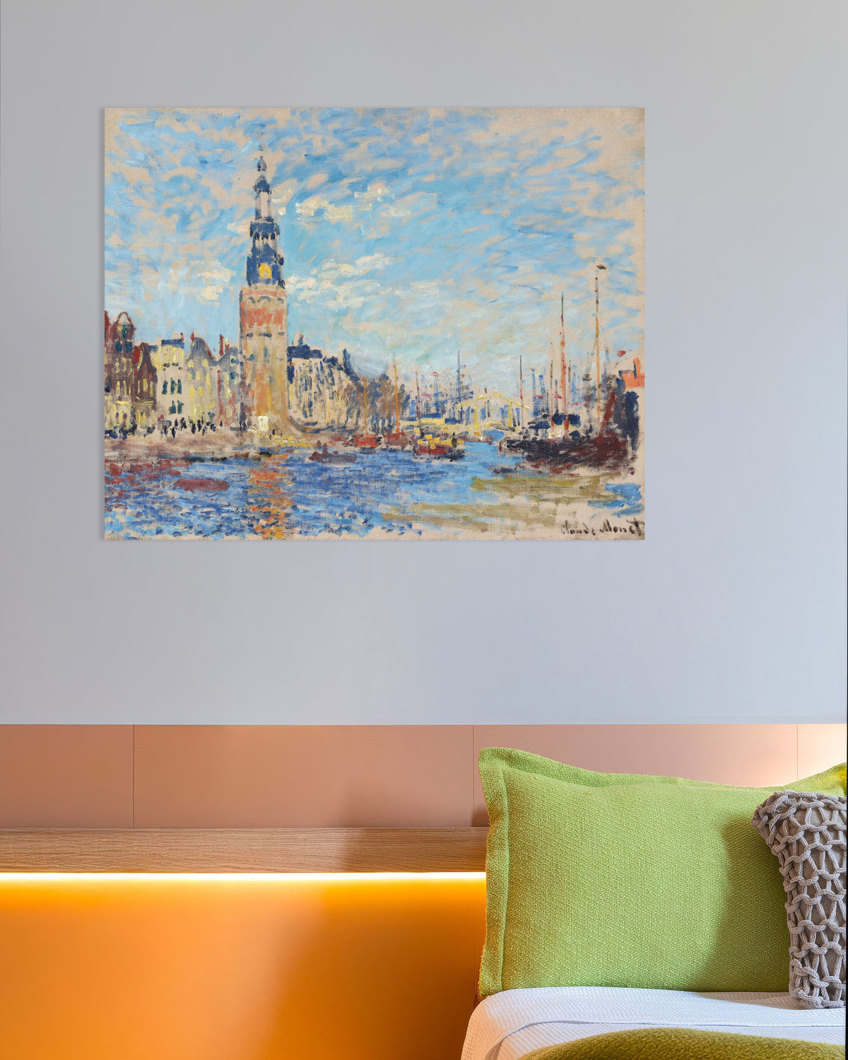 Plakat Widok na wieżę Montelbaanstoren, Amsterdam (1874), Claude Monet