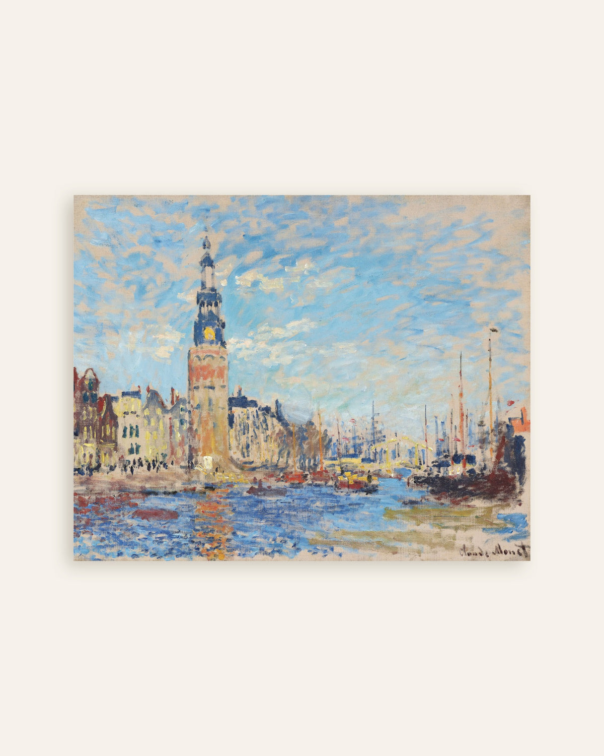 Plakat Widok na wieżę Montelbaanstoren, Amsterdam (1874), Claude Monet, miniatura