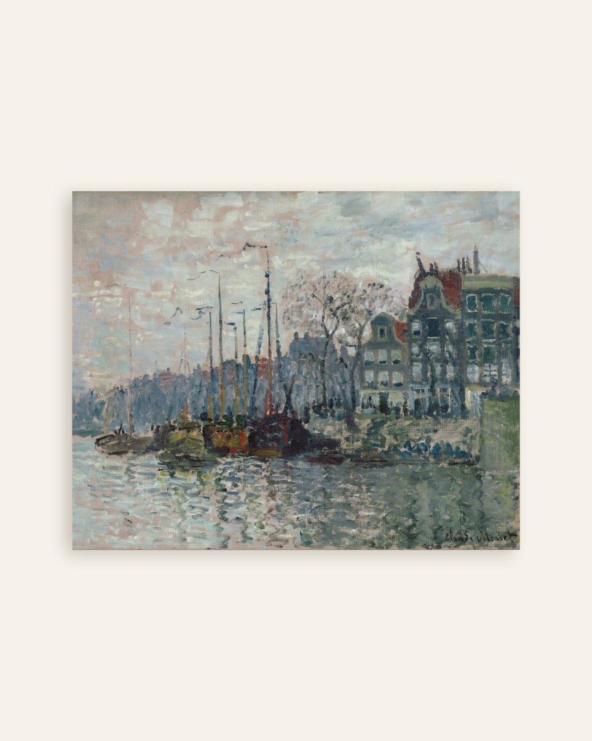 Plakat Widok na Prins Hendrikkade i Kromme Waal w Amsterdamie (1874), Claude Monet, miniatura