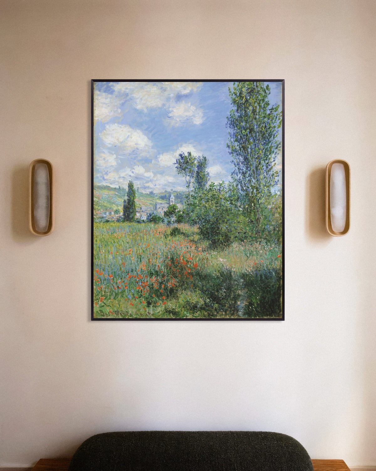 Plakat Widok na Vétheuil (1880), Claude Monet, w metalowej ramie