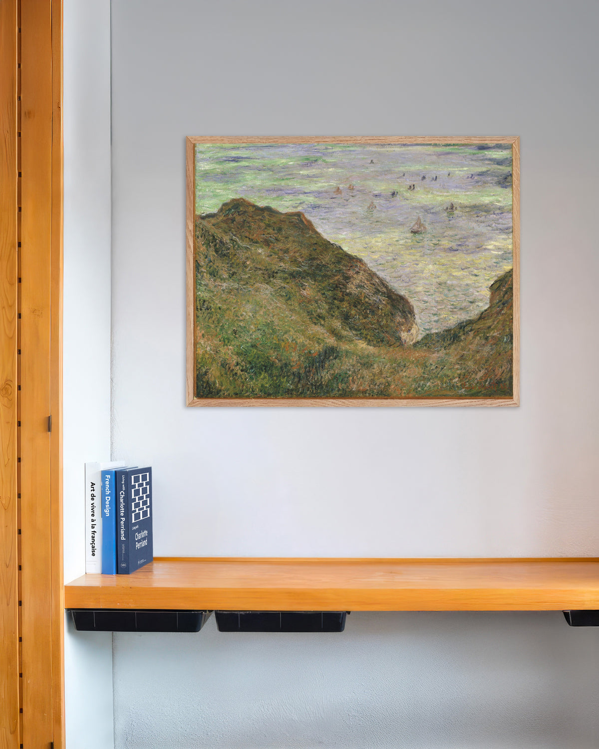 Plakat Widok na morze (1882), Claude Monet, w ramie z naturalnego drewna