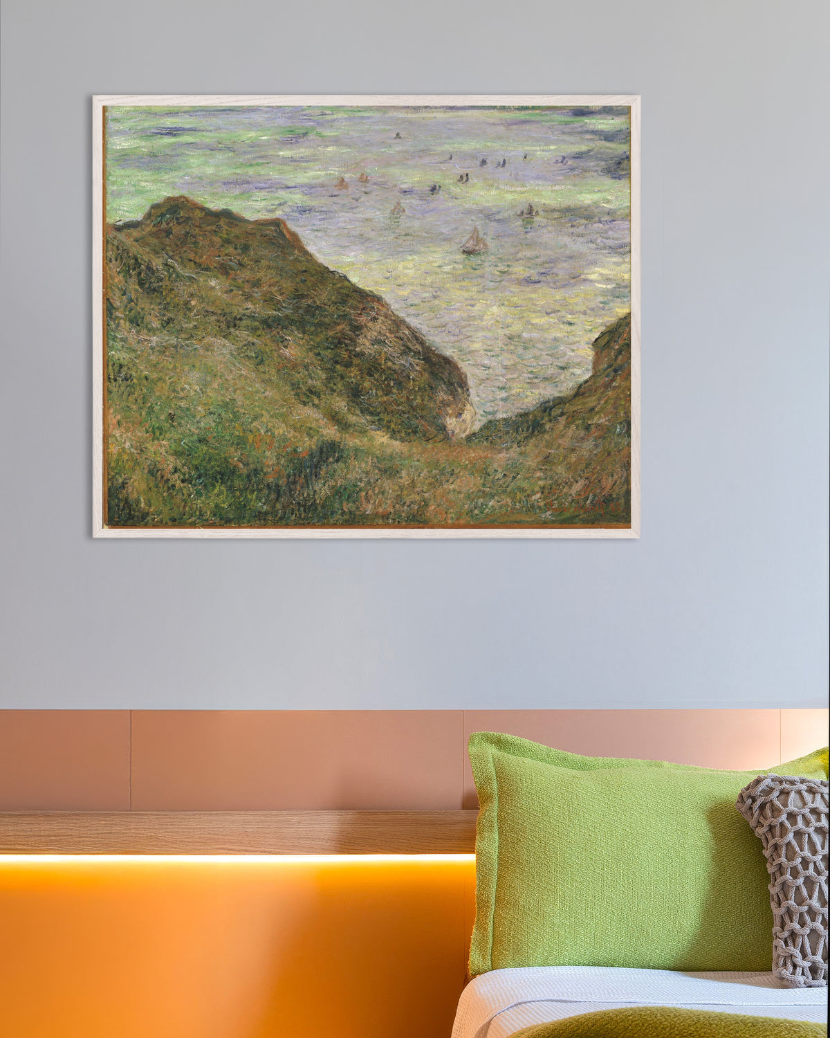 Plakat Widok na morze (1882), Claude Monet, w białej drewnianej ramie