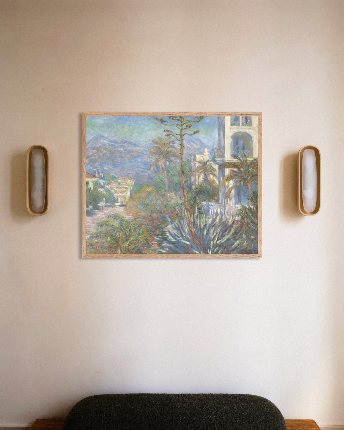 Plakat Wille w Bordigherze (1884), Claude Monet, w ramie z naturalnego drewna