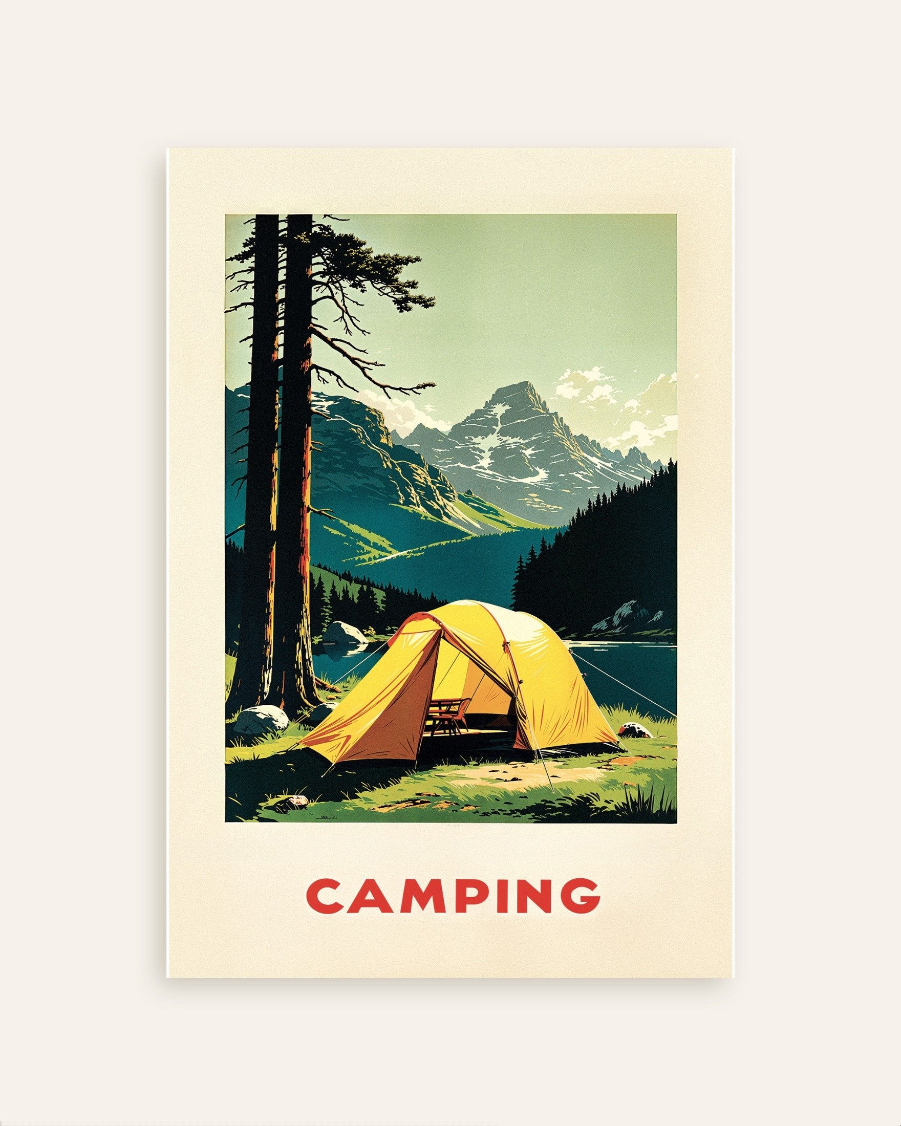 Poster of Vintage camping, mountain and nature - Poster, thumbnail