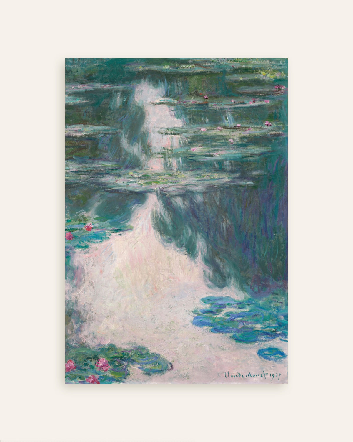 Plakat Nenufary, szara pogoda (1907), Claude Monet, miniatura