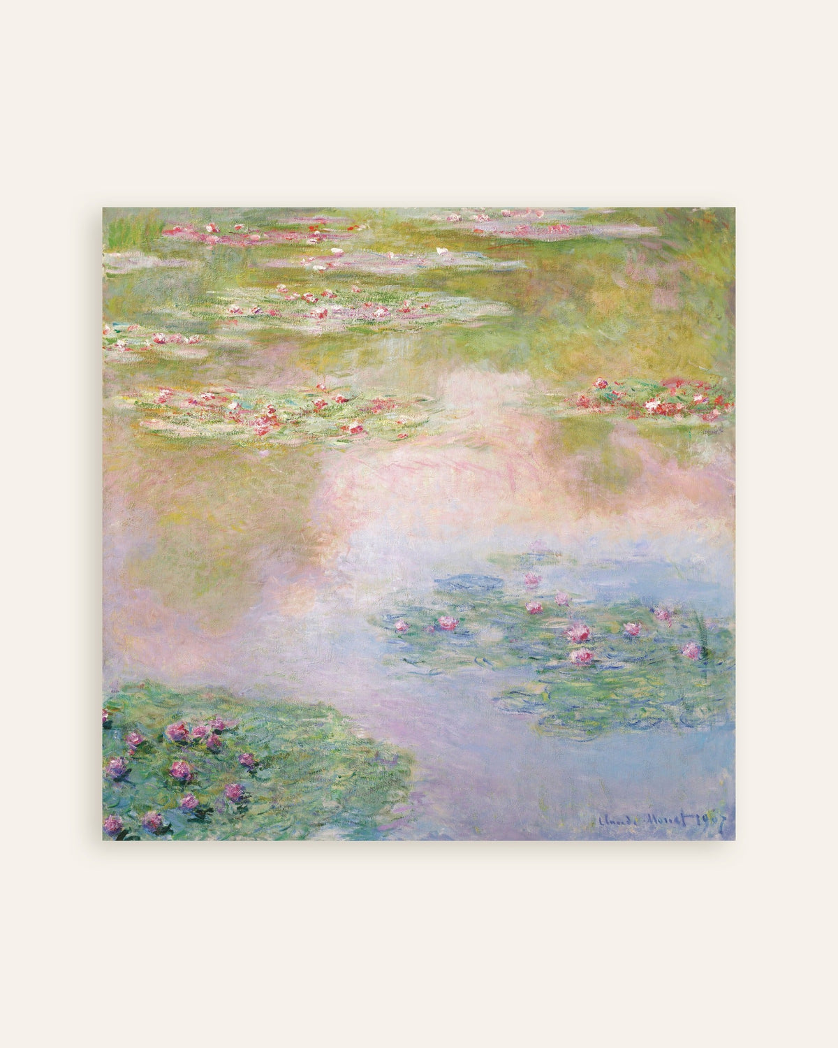 Plakat Nenufary, różowe odbicia (1907), Claude Monet, miniatura