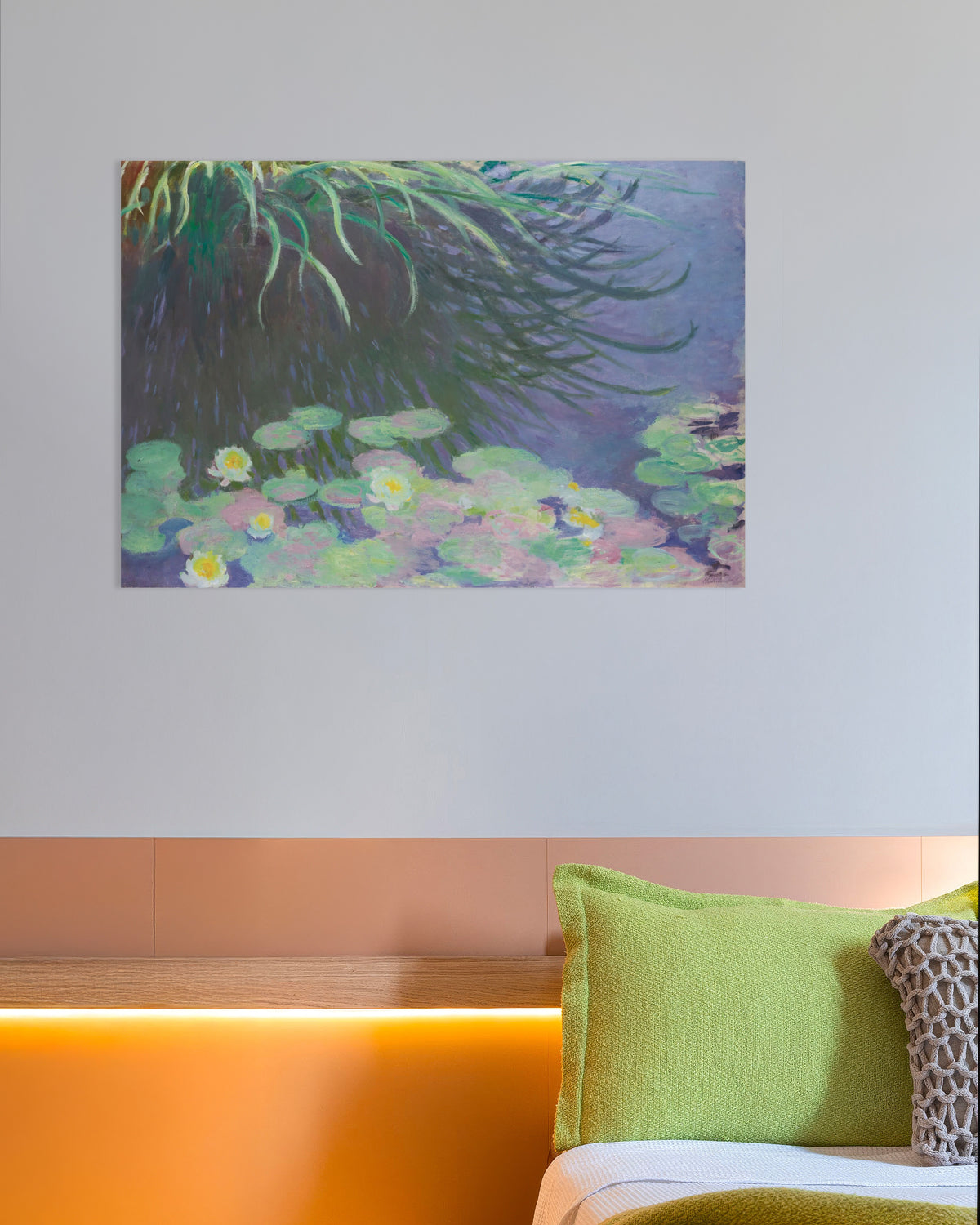 Plakat Nenufary z odbiciami wysokich traw (1914–1917), Claude Monet
