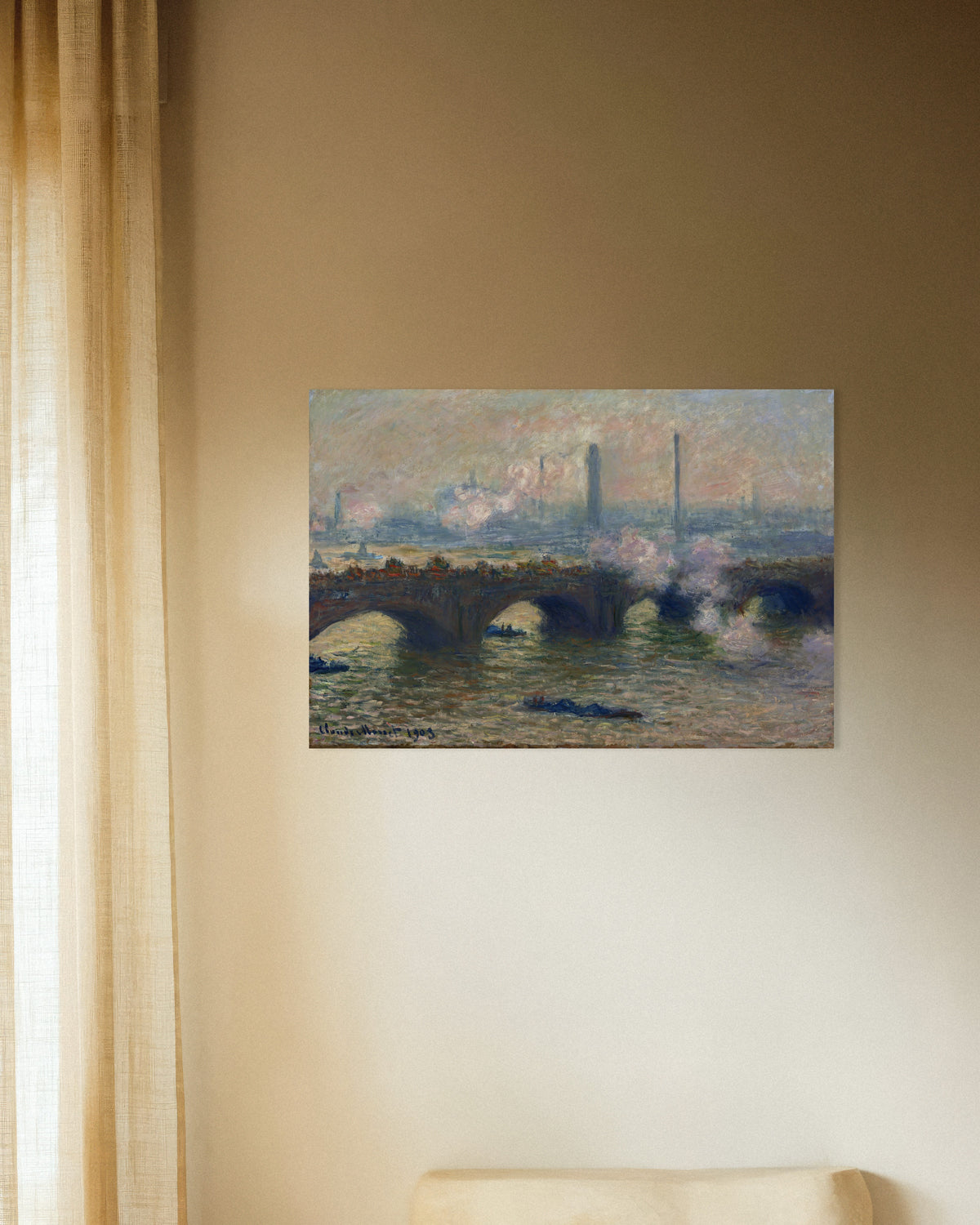 Plakat Most Waterloo, szary dzień (1903), Claude Monet