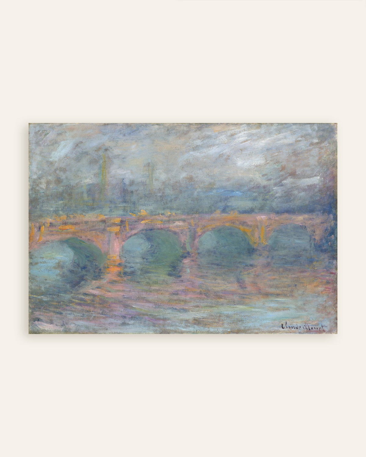 Plakat Most Waterloo w Londynie o zachodzie słońca (1904), Claude Monet, miniatura