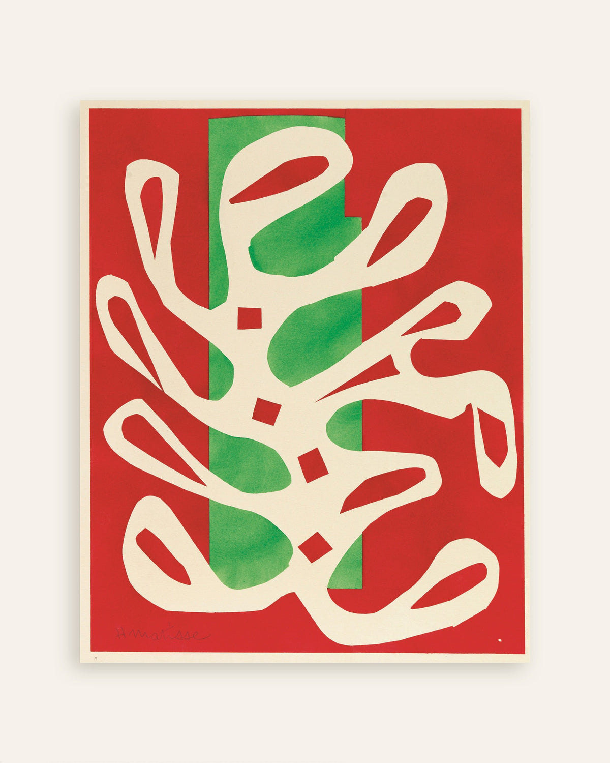 Miniatura plakatu Biała alga na czerwonym i zielonym tle (1947) autorstwa Henriego Matisse’a