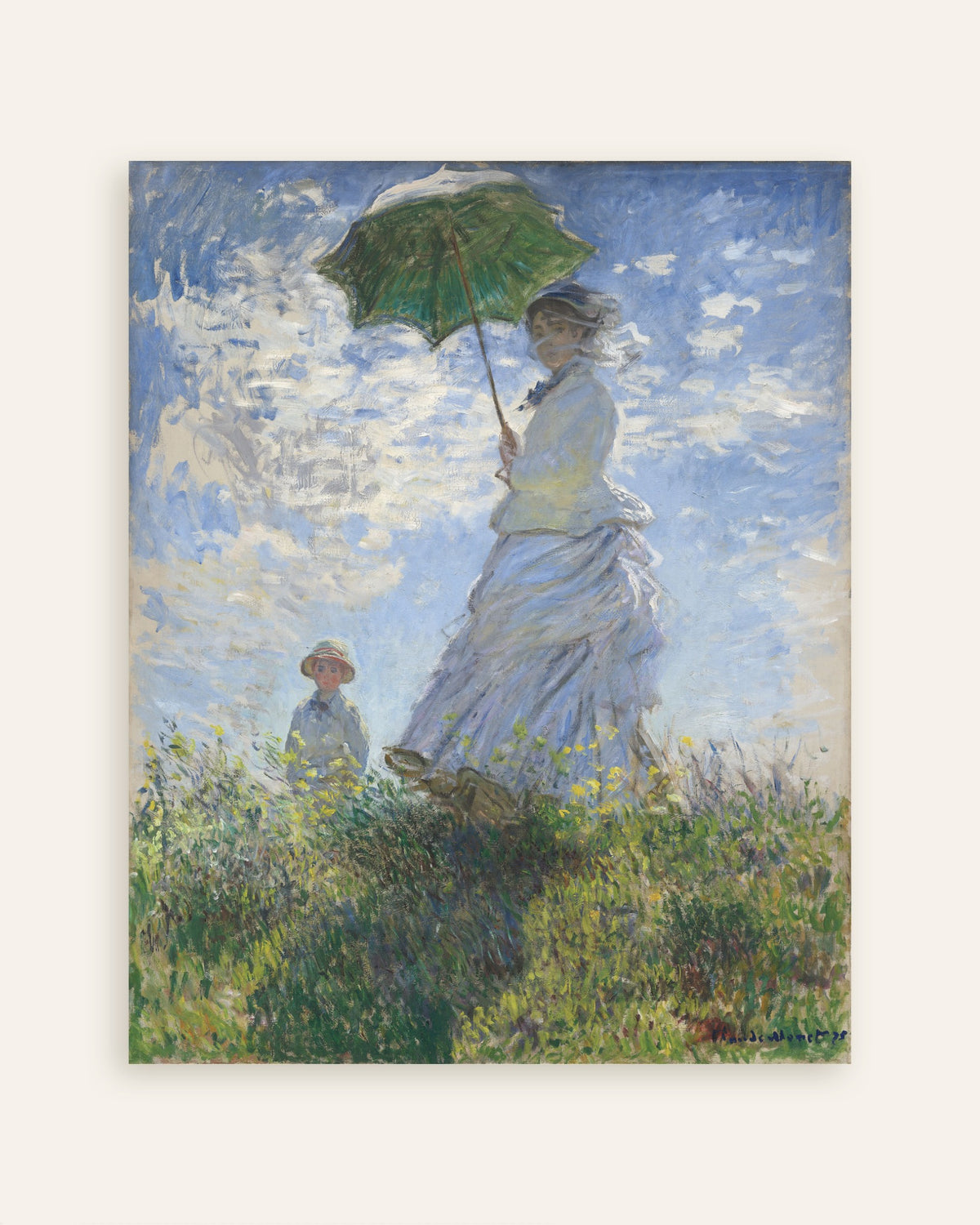 Plakat Kobieta z parasolką, Madame Monet z synem (1875), Claude Monet, miniatura